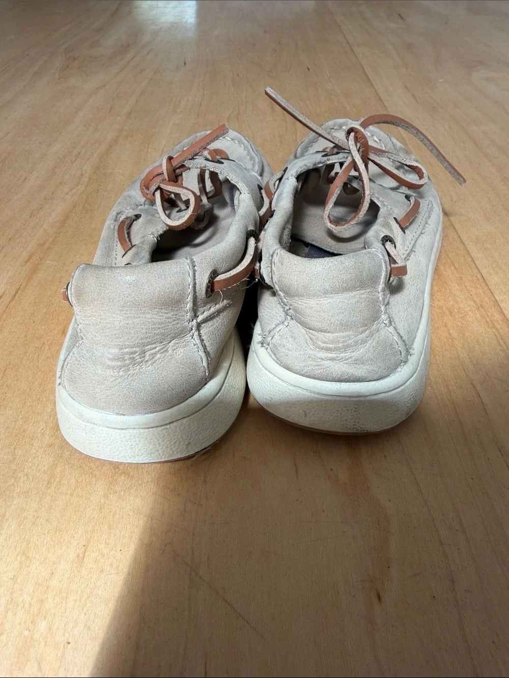 Sperry Kids Tan Boat Shoes with Brown Laces